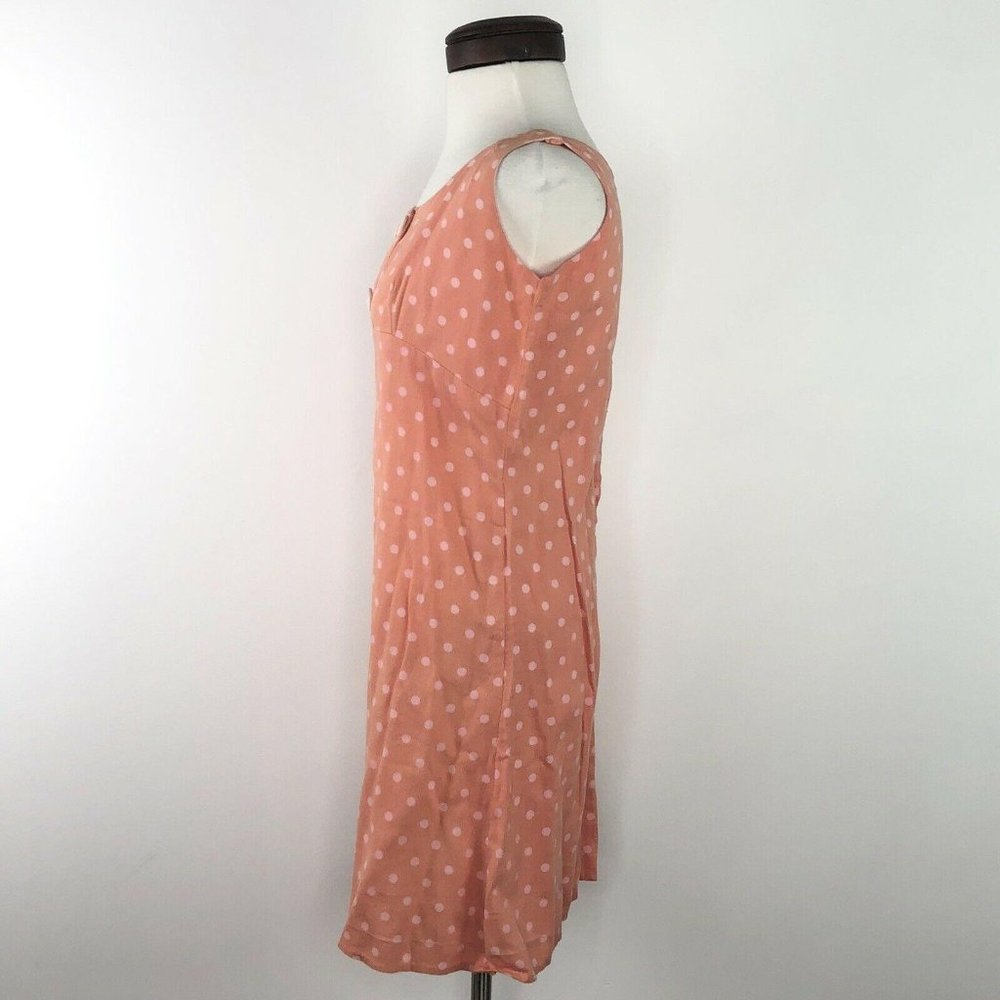 Unbranded Vtg 70s Peach Pink Polka Dot Dress  |  W - Picture 3 of 5